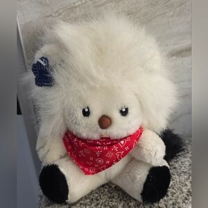 Applause Tag Vintage Plush White Lion Bandy Frou Frou Red Bandana 1982 Plush  7"